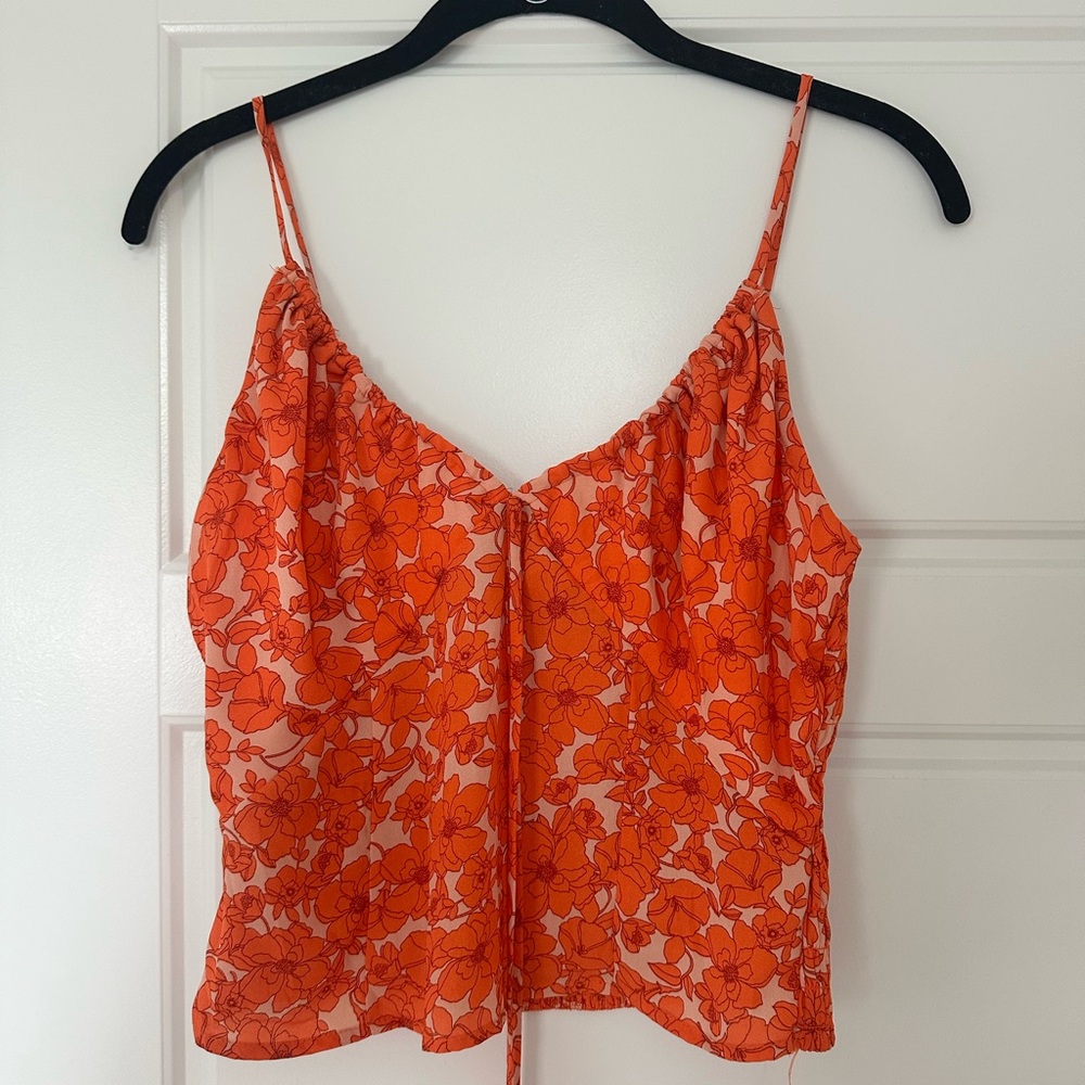 Floral Orange Spaghetti Strap Top